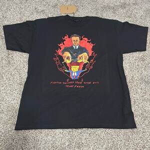 TEDDY FRESH Fighting the Deep State Since 2017 Elon Musk Tee in Black